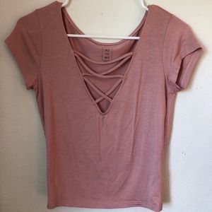 Pacsun Me to We pink v neck top with design
